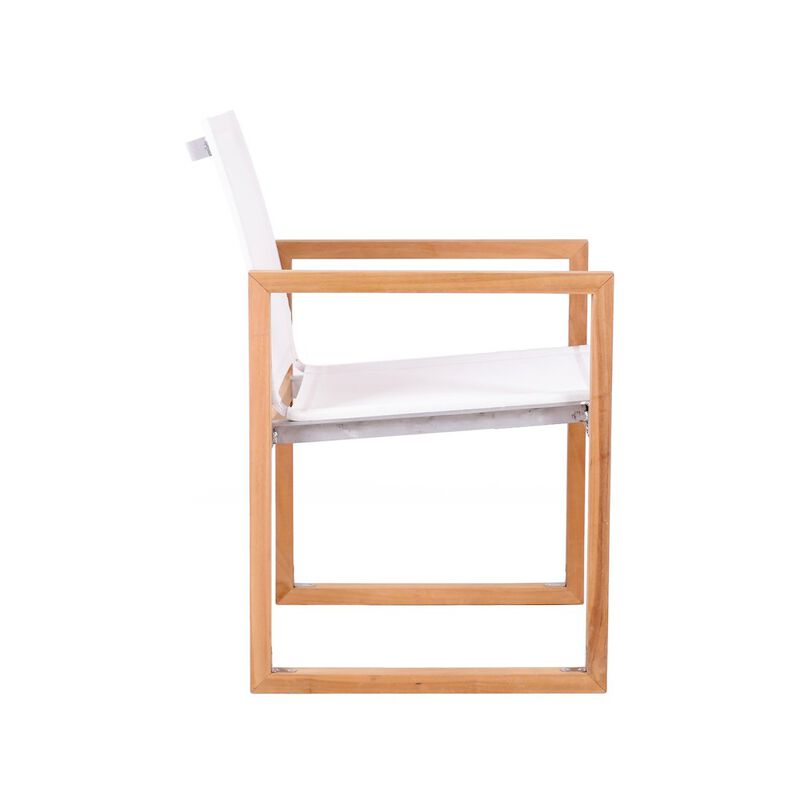 Meridian Furniture Tulum Off White Water Resistant Fabric Outdoor Patio Dining Arm Chair