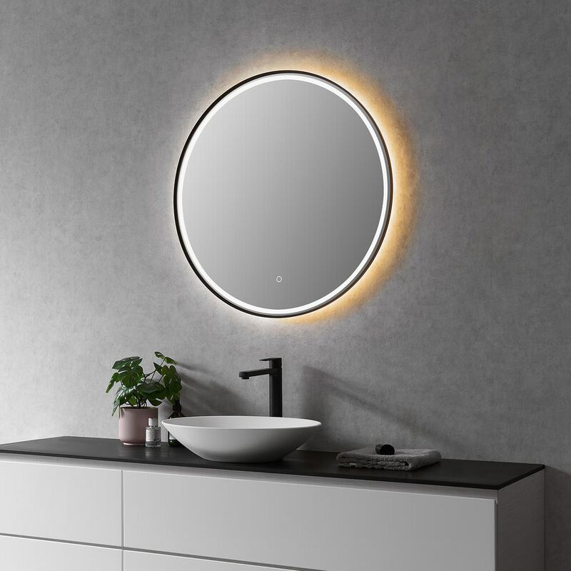 Altair Framed in Matt Black Modern Bathroom/Vanity LED Lighted Wall Mirror