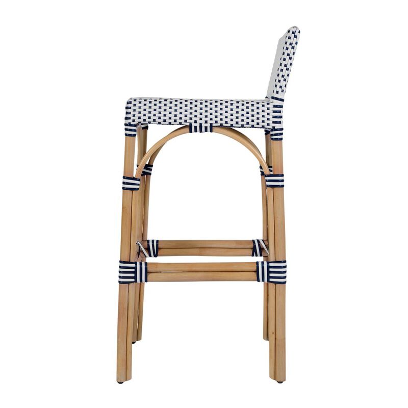 Butler Specialty Serienna 30 in. Seat Height Rectangular Rattan Low Back Bar Stool White and Gray image number 4