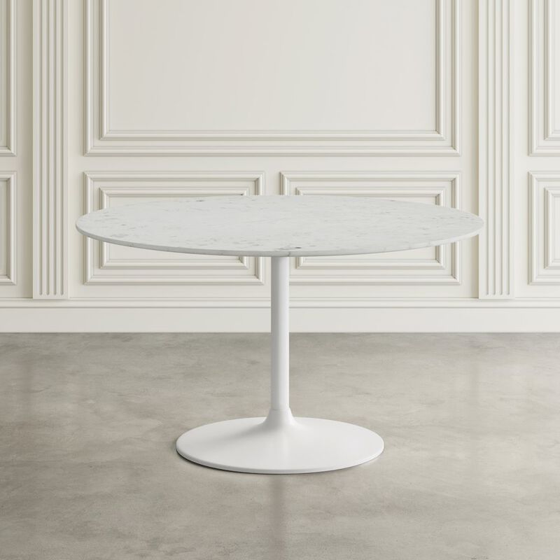 Jofran Rowan 42 Modern Luxury Pedestal Round Marble Dining Table
