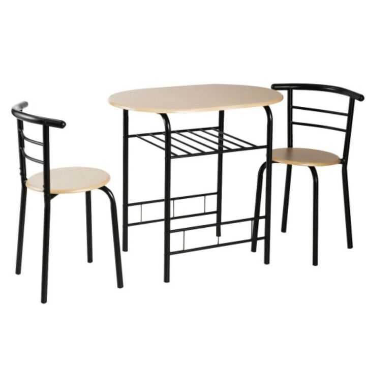 3 pcs Home Kitchen Bistro Pub Dining Table 2 Chairs Set