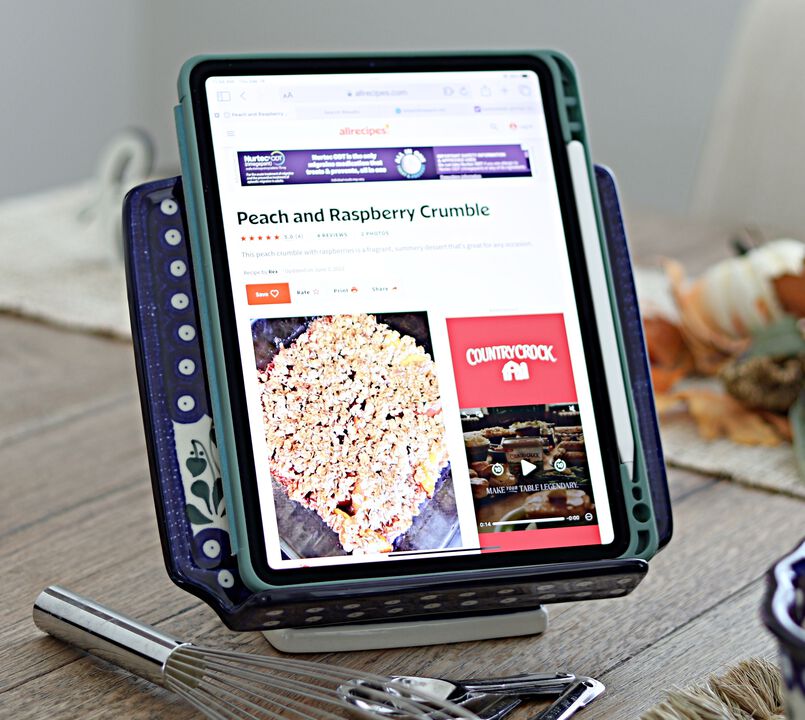 Blue Rose Polish Pottery Mardi Gras Cookbook Holder