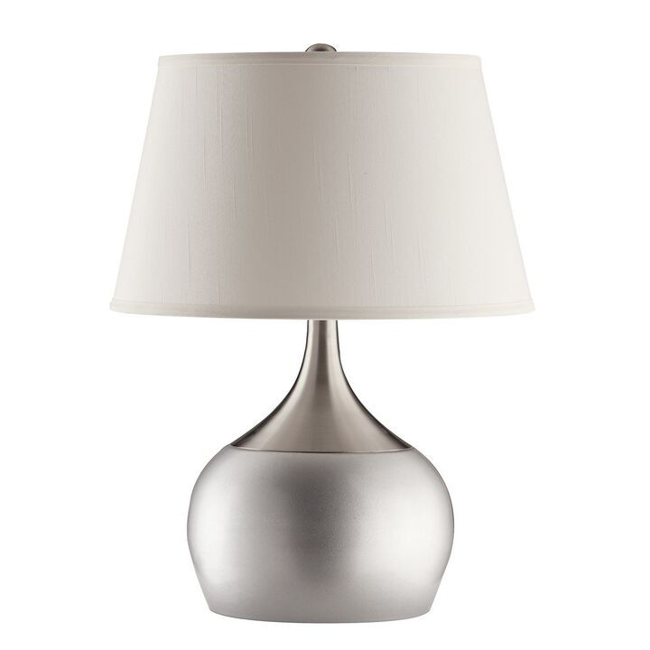 Modish Metal Table Lamp, Silver Set of 2-Benzara