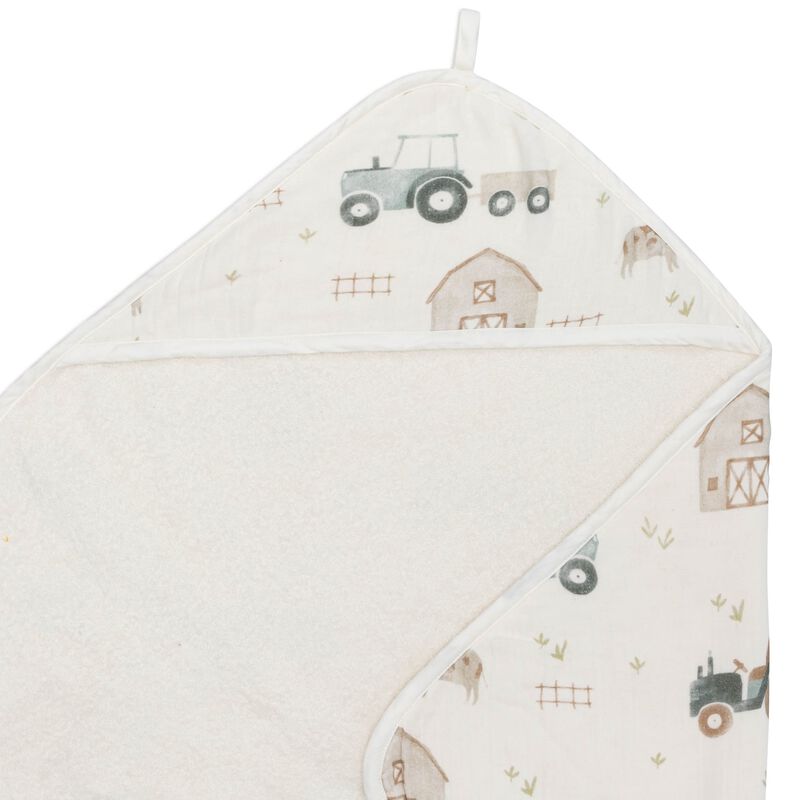 Charlie Farmhouse Tractor Baby Bath Towel & Wash Cloth Set image number 1