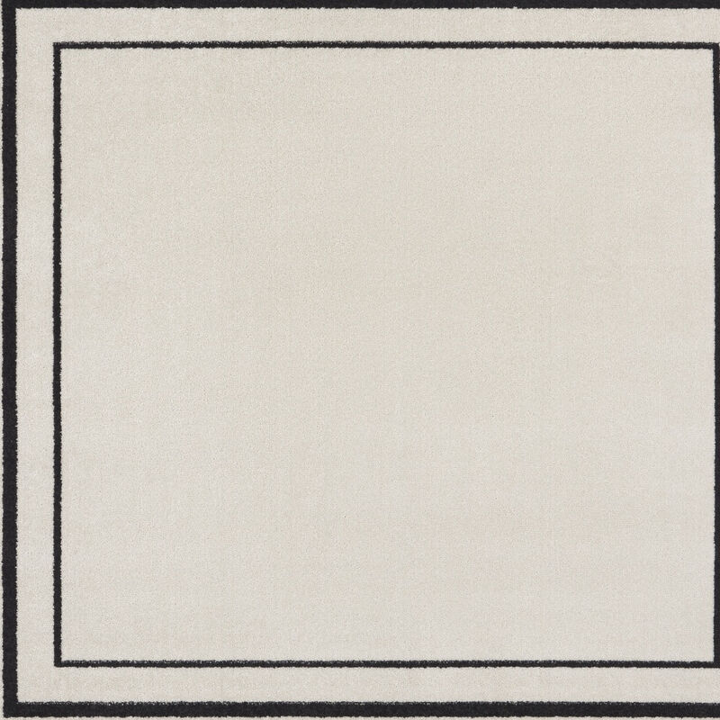 HomeRoots 5' Ivory And Black Square Indoor Outdoor Area Rug image number 2