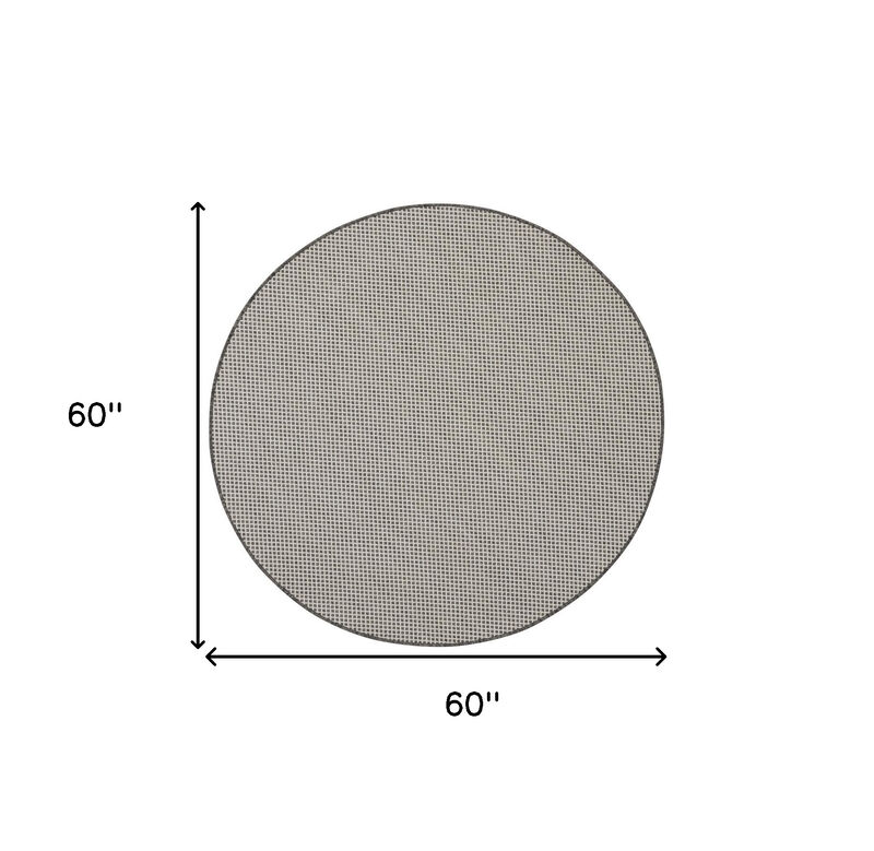 HomeRoots 5' Ivory And Charcoal Round Geometric Indoor Outdoor Area Rug image number 3