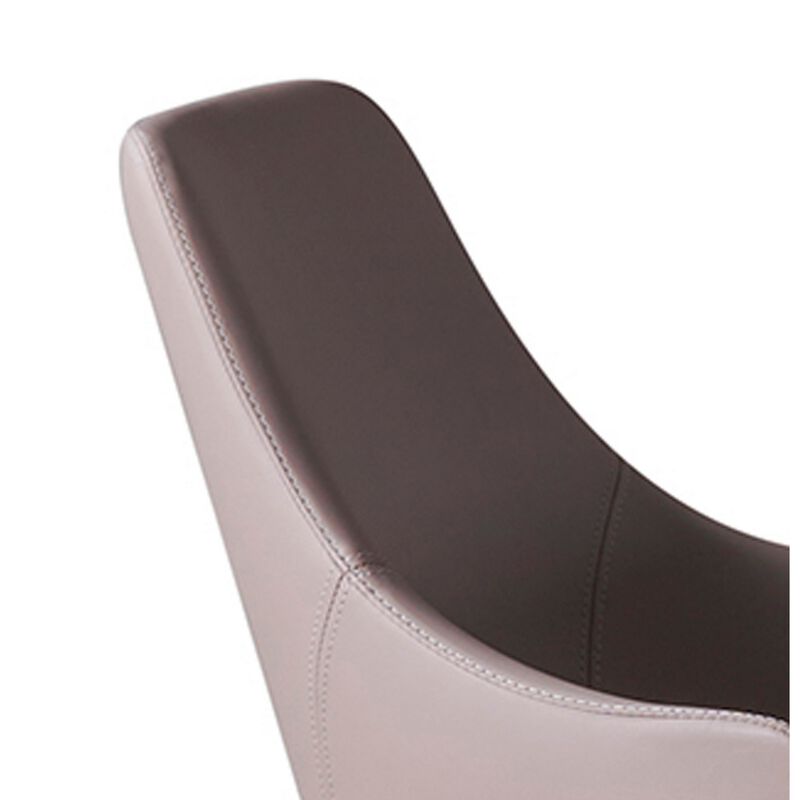 Mry 23 Inch Dining Chair Set of 2, Padded Tall Back, Beige Faux Leather - Benzara