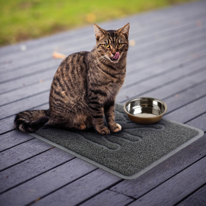 Gibson Everyday Pet Elements 18.5 x 13.78 Inch Cat Silhouette Placemat in Grey