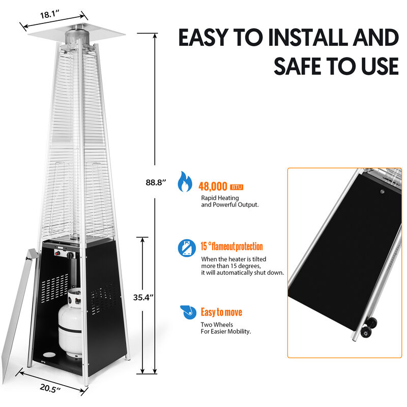 OuterMust Pyramid Patio Heater 48,000 BTU Outdoor Propane Heater with Wheels