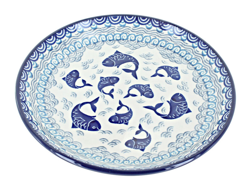 Blue Rose Polish Pottery Day Lily Bouquet Dessert Plate