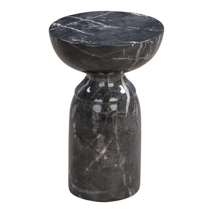 Tov Furniture Rue Faux Marble Concrete Indoor/Outdoor Side Table (Black)