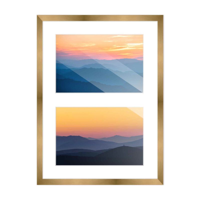 11x14 Wood Collage Frame with White Mat for 2 5x7 Pictures