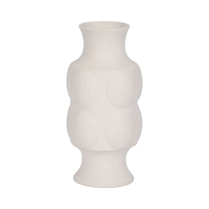 11" Large Dot Embossed Vase Sand Texture, White image number 2