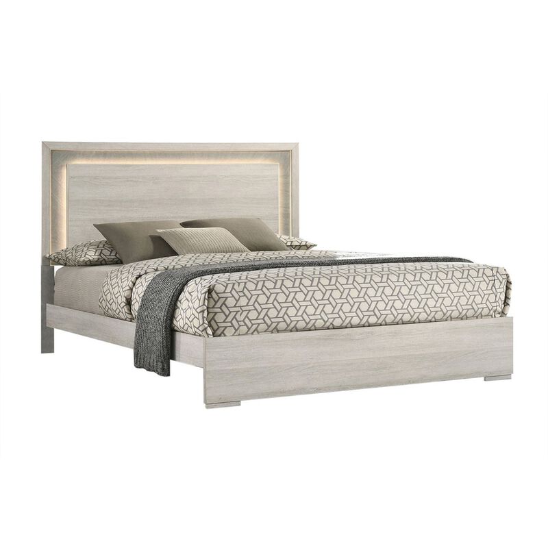 2pc King Bedroom Set, White Wash, Stone Gray, Nightstand image number 3