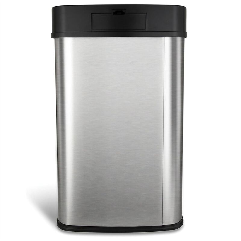 Hivvago Silver/Black 13 Gallon Stainless Steel Kitchen Trash Can with Motion Sensor Lid