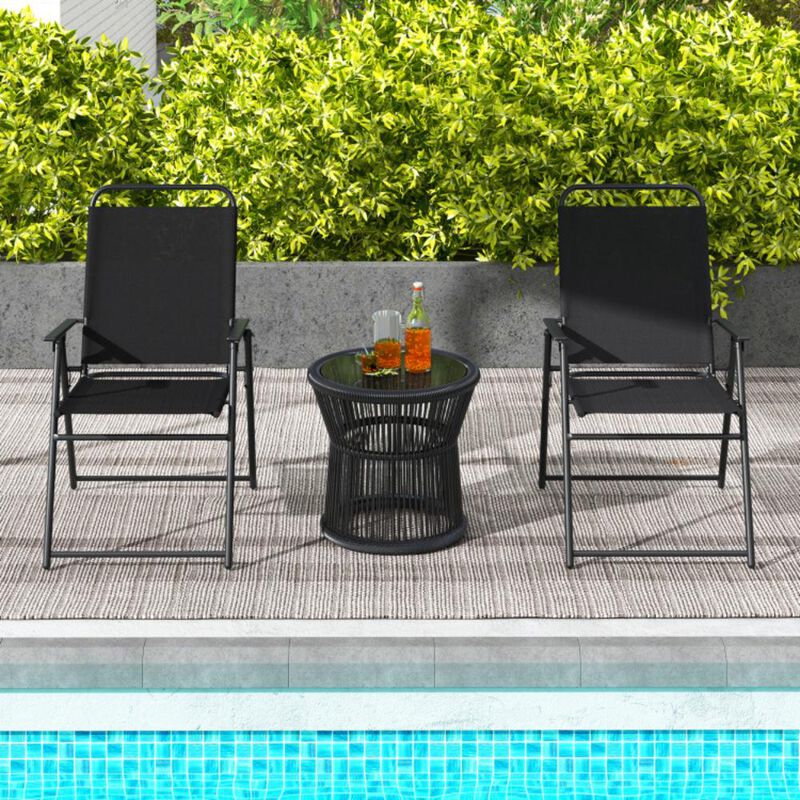 Hivvago Outdoor Folding Sling Chairs Set of 4 with Armrest and Backrest