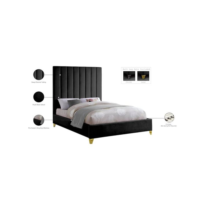 Meridian Furniture Via Black Velvet King Bed