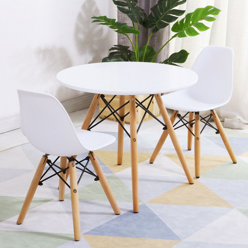 Kid's Modern Dining Table Set with 2 Armless Chairs