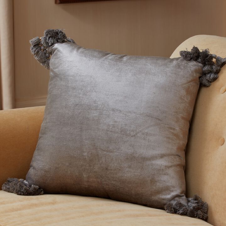 Raj Slate blue velvet pillow