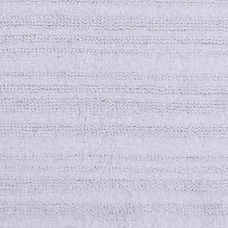 Knightsbridge Luscious Textured Striped All Season Soft Plush Cotton Reversible & Soft Bath Rug 24" X 40" White