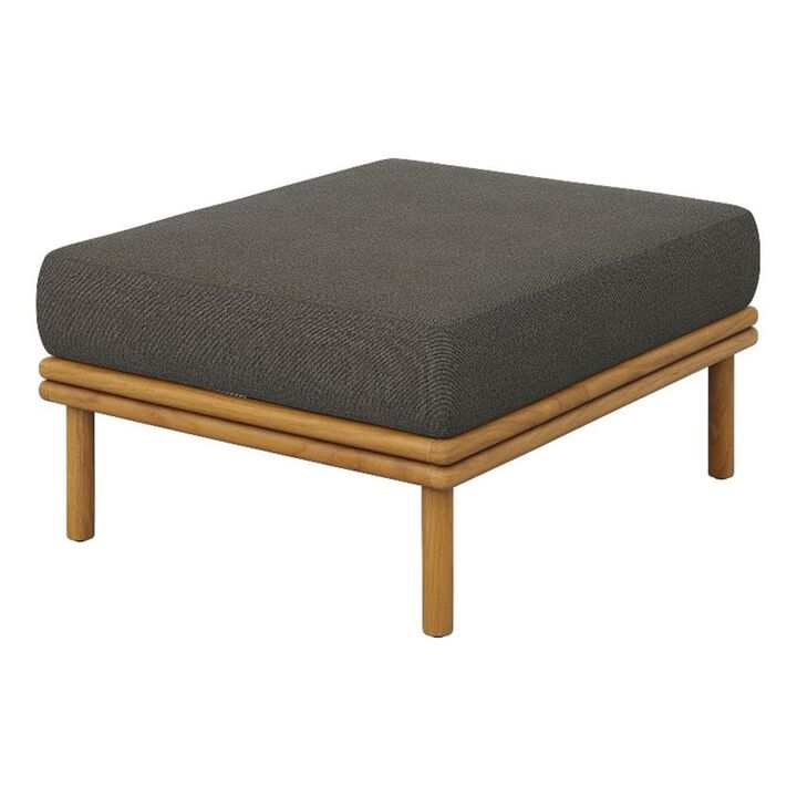 Modway Wren Teak Wood Outdoor Ottoman in Natural Flint Gray