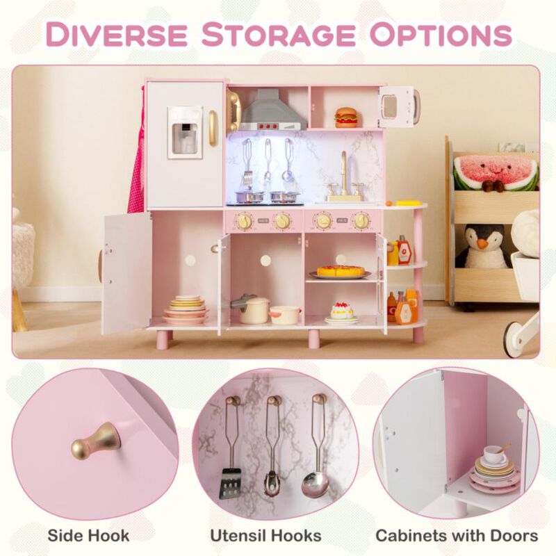 Hivvago Wooden Kitchen Playset with Ice Maker and Sounds for Ages 3+