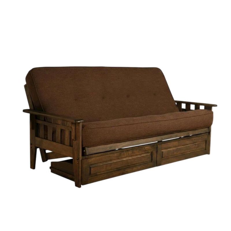 Tucson Frame-Rustic Walnut Finish-Linen Cocoa Mattress-Storage Drawers image number 4