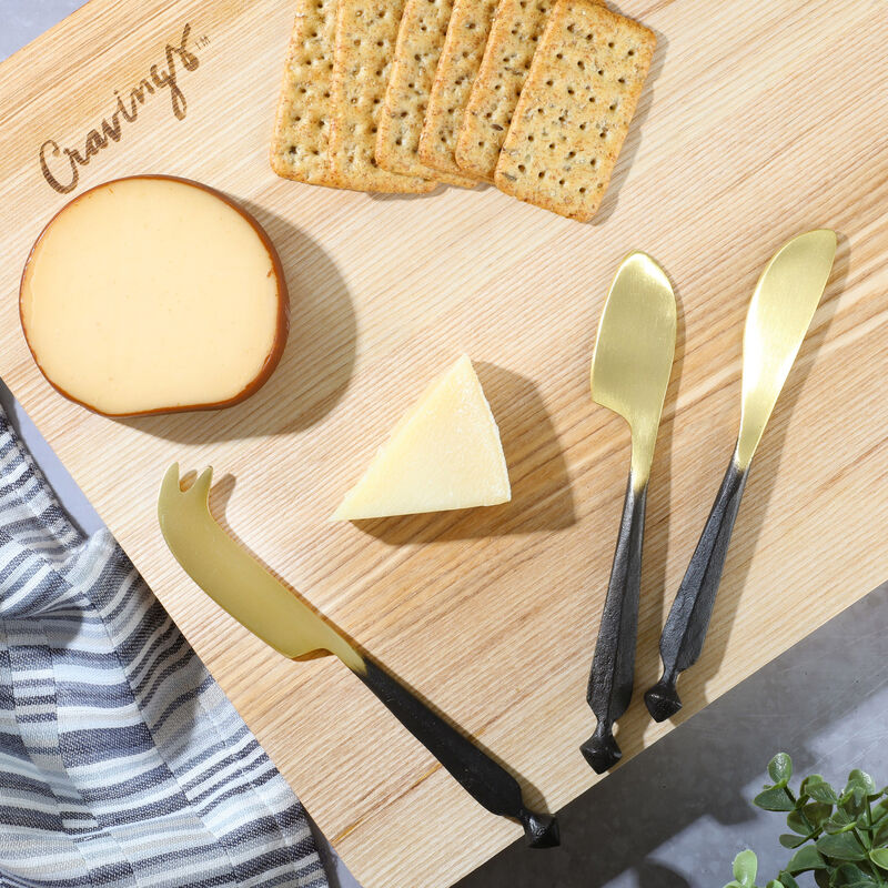 Cravings By Chrissy Teigen 3 Piece Brass Cheese Knife Set with Black Handles