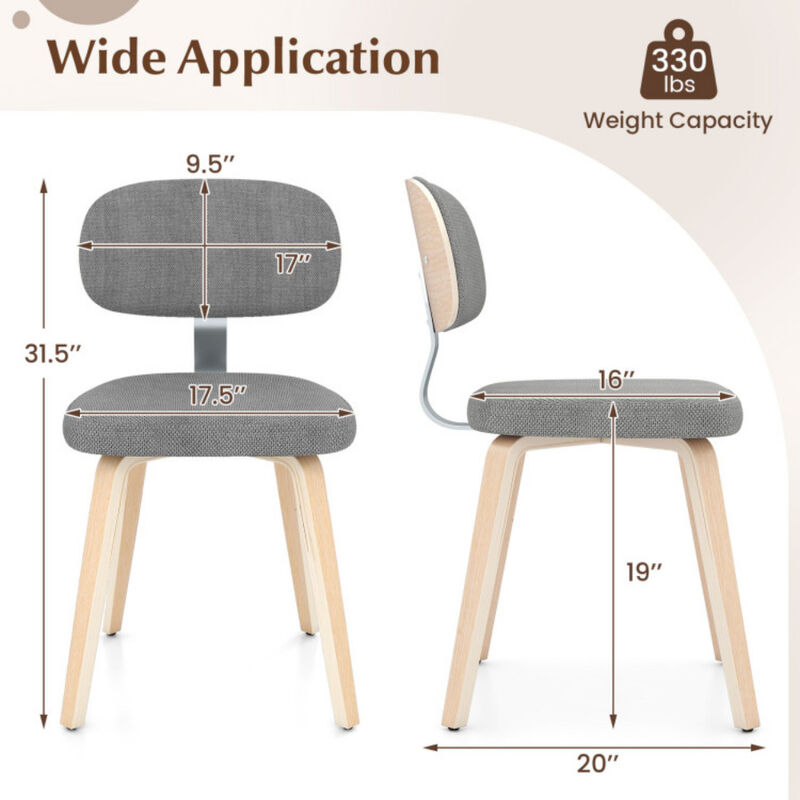 Wooden Dining Kitchen Chairs Set of 2 with Soft Chenille Fabric Upholstery image number 2