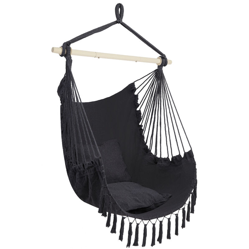 Tassel Hanging Chair with Cushion Indoor & Outdoor Hammock Swing
