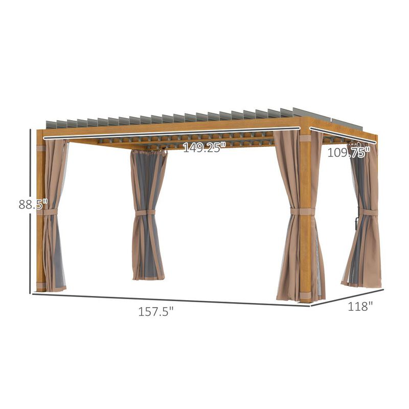 Hivvago 10x13 Backyard Pergola with Louvered Top and Netting image number 2