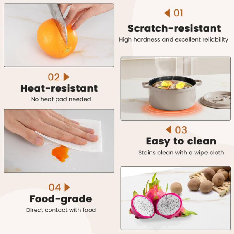 Hivvago Sintered Stone Dining Table with Metal Frame and Faux Marble Tabletop