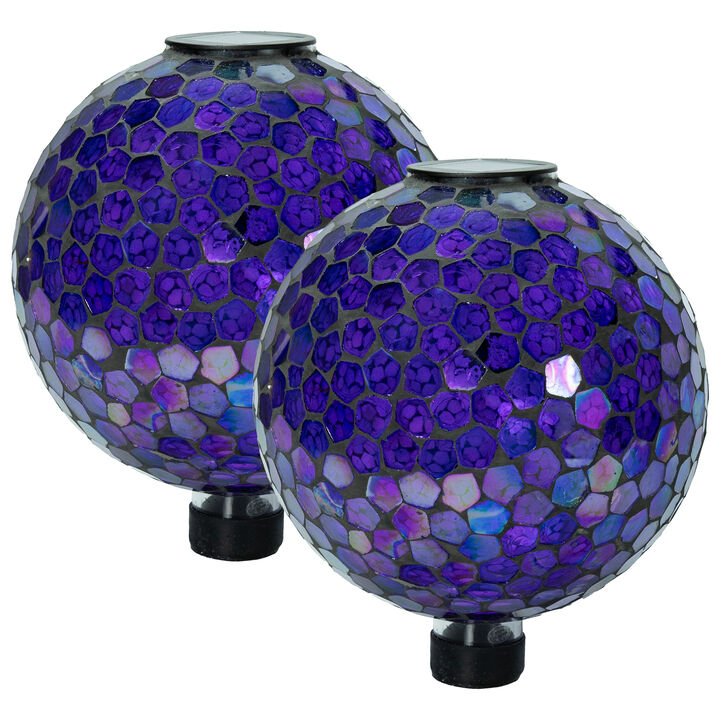 Sunnydaze Solar Gazing Ball for Garden, Iridescent Purple