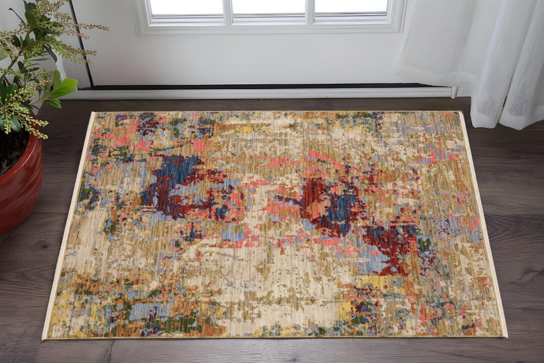 HomeRoots Abstract Runner Rug With Fringe