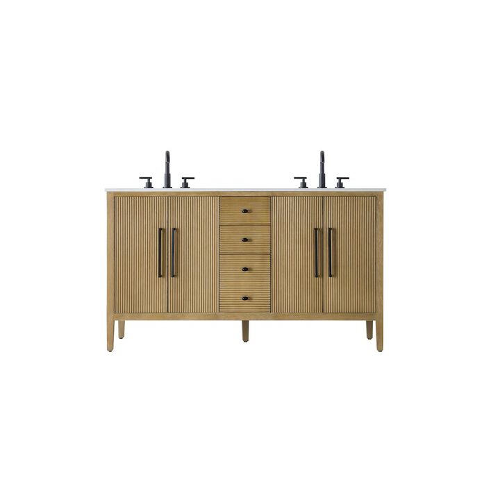 Elegant Kitchen and Bath 60 inch Double Bathroom Vanity in Linen Oak
