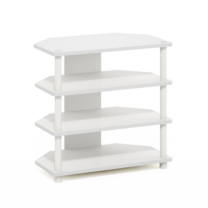 Econ Easy Assembly 4-Tier Petite TV Stand, White/White