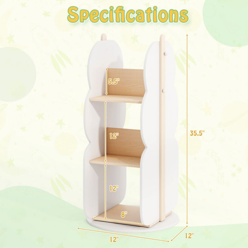 360° Kid's Rotating Bookshelf Toy Storage Organizer with 5 Shelves