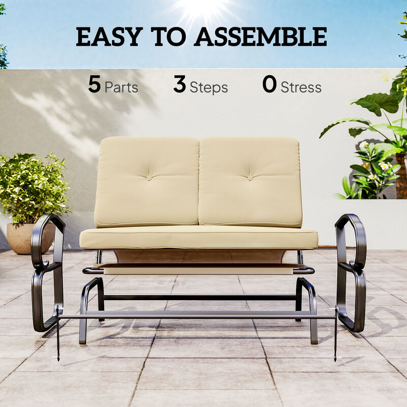 Hivvago 2-Person Outdoor Glider Bench with Cushions image number 6