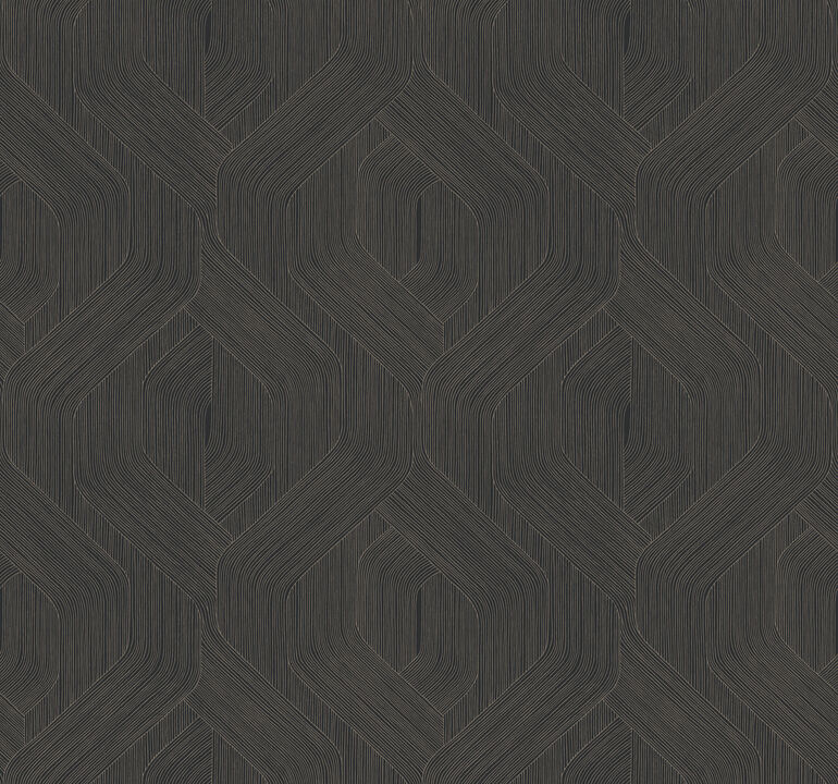 Fine Line Black Geometric Wallpaper