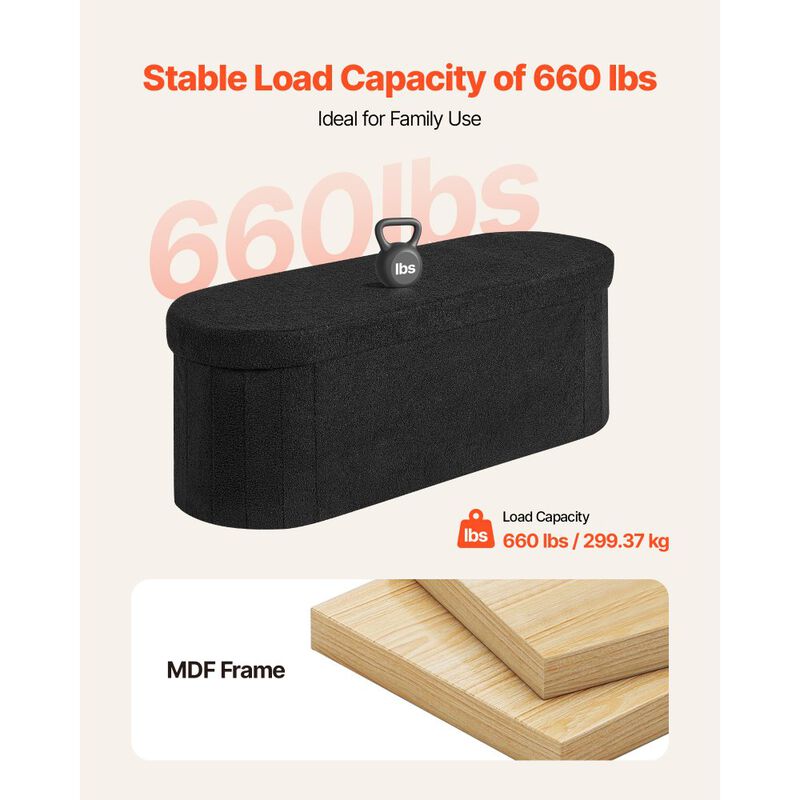 Teddy Fleece Storage Ottoman Bench with Folding Design for Bedroom Entryway image number 3