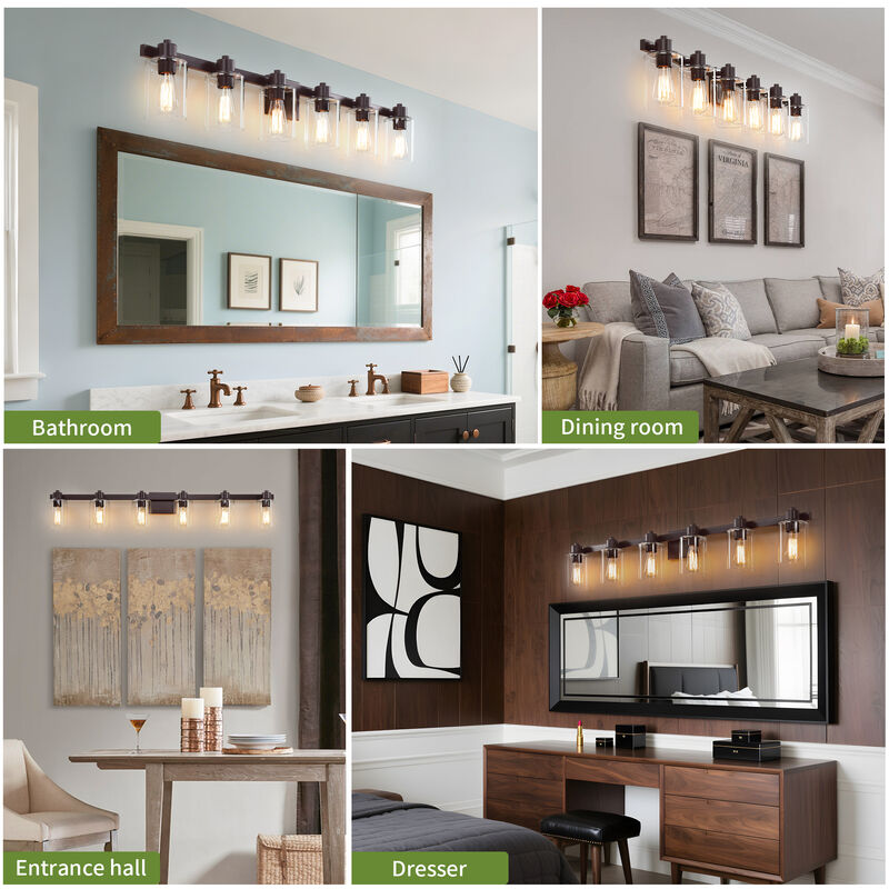 50" 6-Light Dimmable Indoor Wall Sconce with Clear Glass Shades image number 8