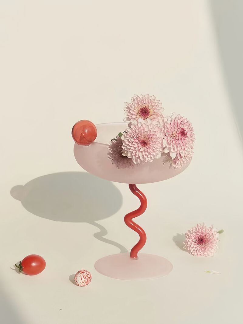 Jelly Bean Cocktail Coupe, Handblown Whimsical Wine Glasses image number 2