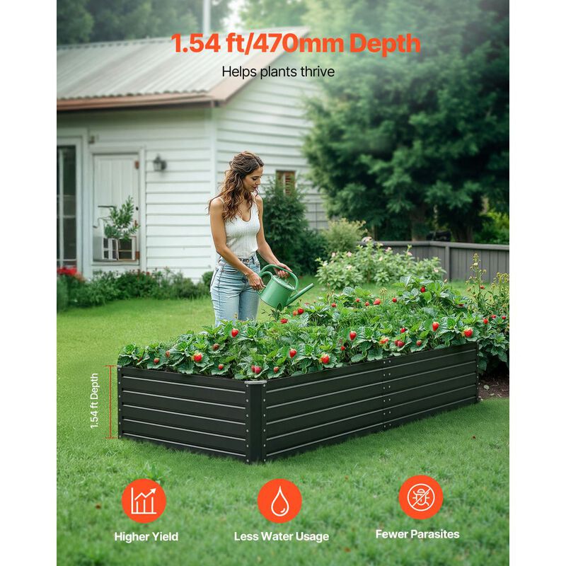 Outdoor Raised Garden Bed Metal Planter Box for Flowers Herbs image number 6