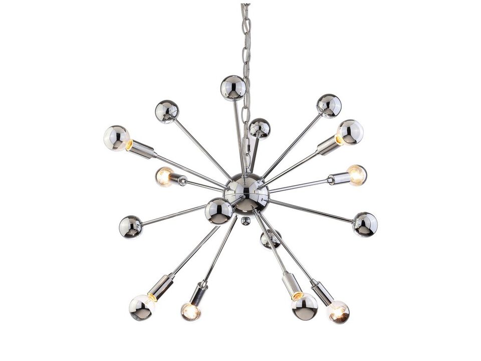 Glenn 8-Light 22.5" Metal Sputnik-Style LED Chandelier, Chrome