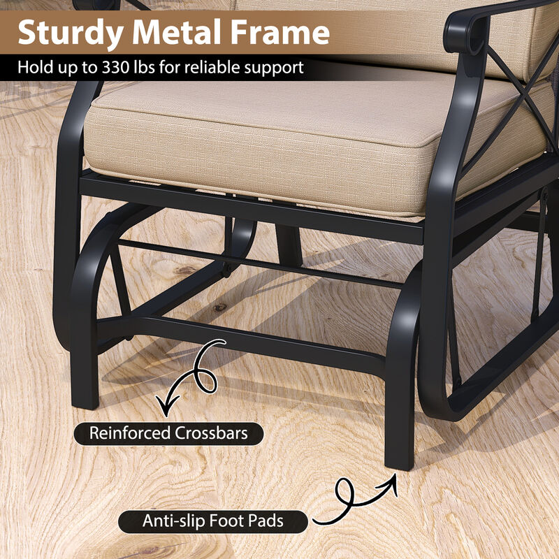 Outdoor Rocking Glider Chair with Thick Cushions and Metal Frame image number 6