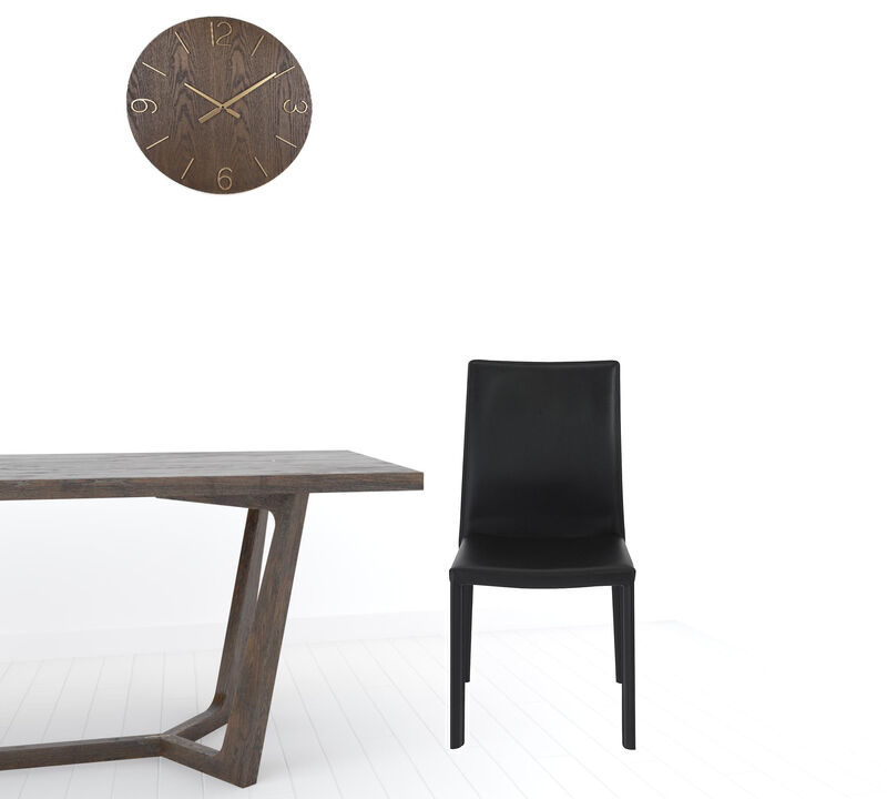 Set of Two Leather Dining Side Chairs with Cushioned Seats