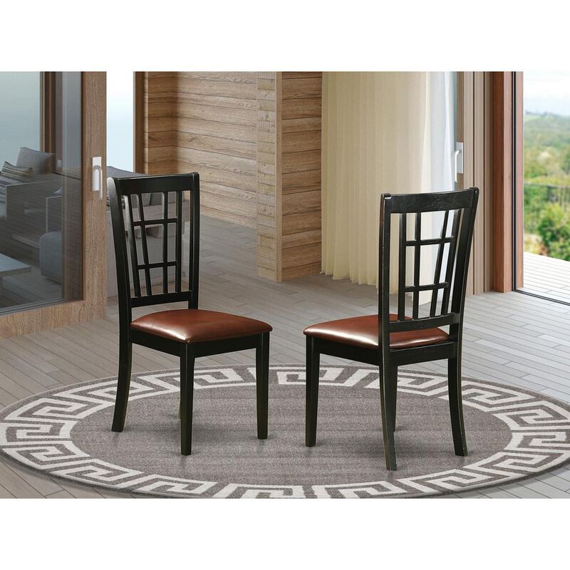 Nicoli Dining Chair with Faux Leather Upholstered Seat , Set of 2