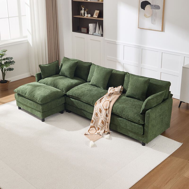 Envelor Modern L-Shaped Modular Chenille Sectional Sofa image number 2
