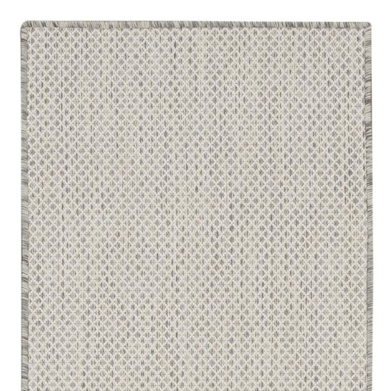 HomeRoots 12' Ivory And Silver Geometric Indoor Outdoor Runner Rug image number 3