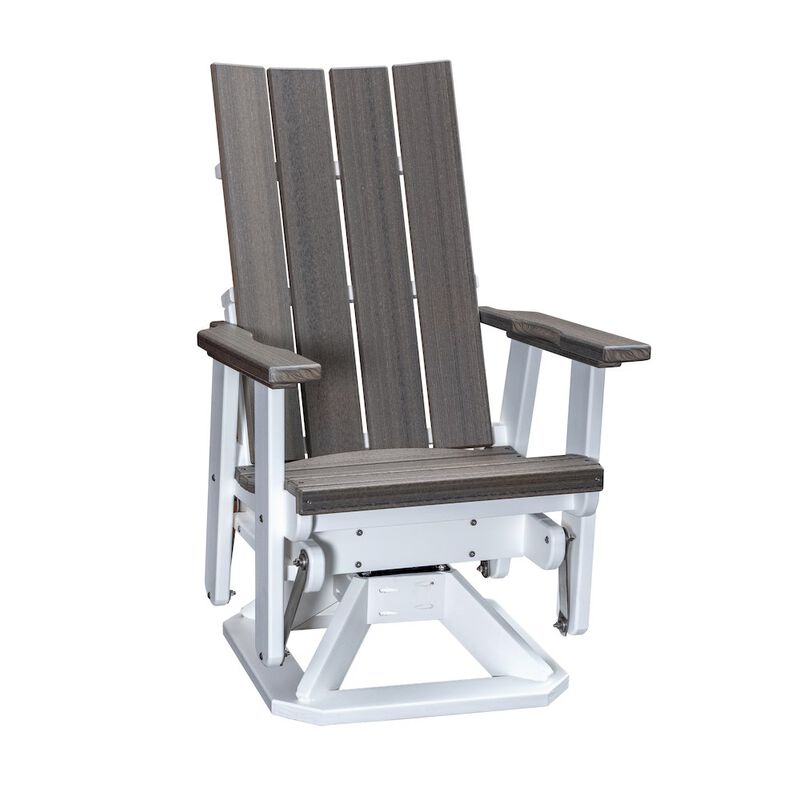 American Furniture Classics Brandon Swivel Glider in Coastal Gray on a White Base